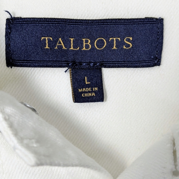 Talbot's White Classic Jean Jacket Size Large - Picture 9 of 10